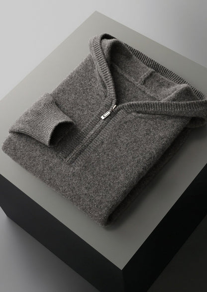 Pure Extra-Fine Merino Wool Quarter-Zip Hoodie