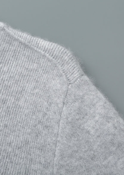 Pure Extra-Fine Merino Wool Two-Tone Funnel Neck Cardigan