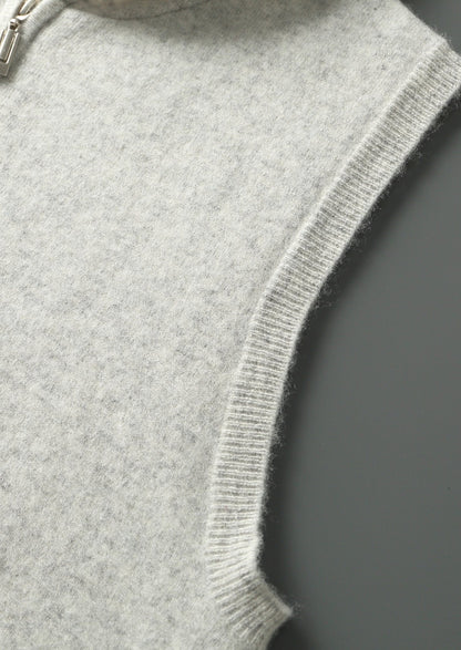 Pure Extra-Fine Merino Wool Hooded Zipper Vest