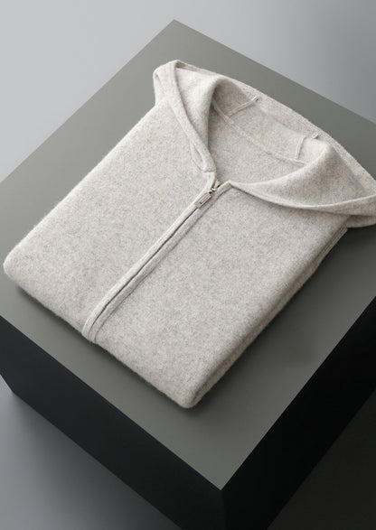 Pure Extra-Fine Merino Wool Hooded Zipper Vest