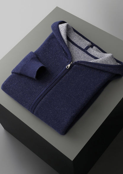 Pure Extra-Fine Merino Wool Jacquard Zip Hoodie