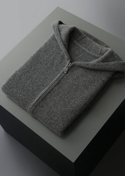 Pure Extra-Fine Merino Wool Hooded Zipper Vest