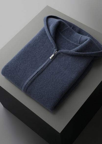 Pure Extra-Fine Merino Wool Hooded Zipper Vest