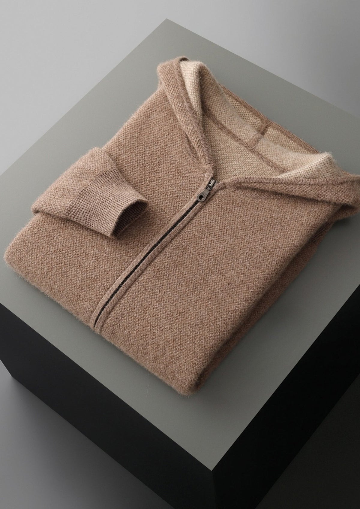 Pure Extra-Fine Merino Wool Jacquard Zip Hoodie