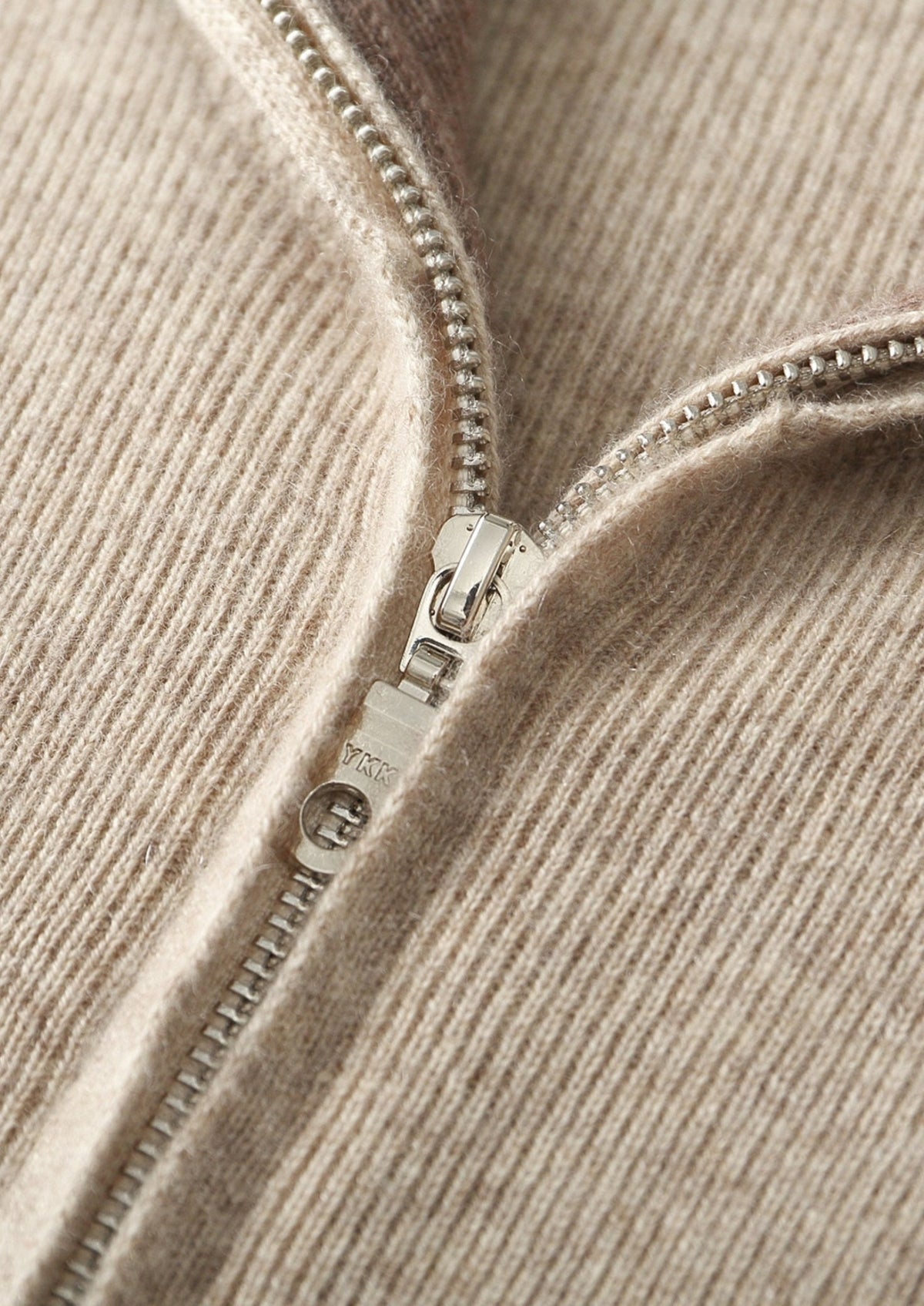 Pure Extra-Fine Merino Wool Two-Tone Funnel Neck Cardigan
