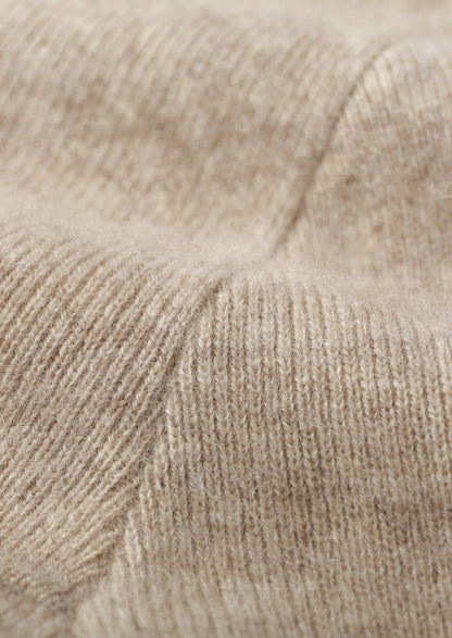 Pure Extra-Fine Merino Wool Two-Tone Funnel Neck Cardigan