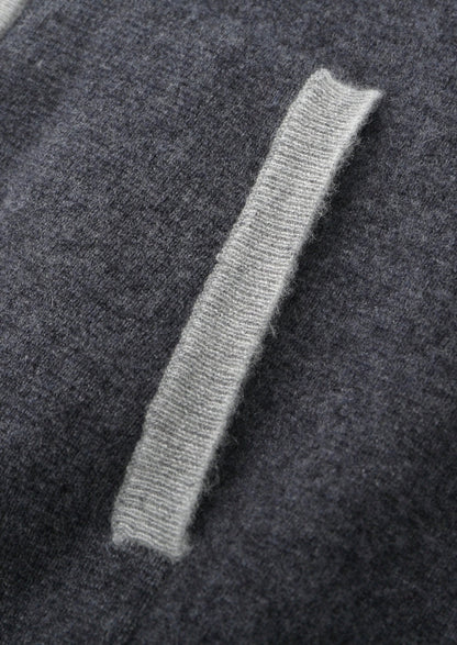 Pure Extra-Fine Merino Wool Two-Tone Zipper Hoodie