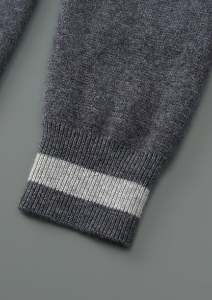 Pure Extra-Fine Merino Wool Two-Tone Zipper Hoodie