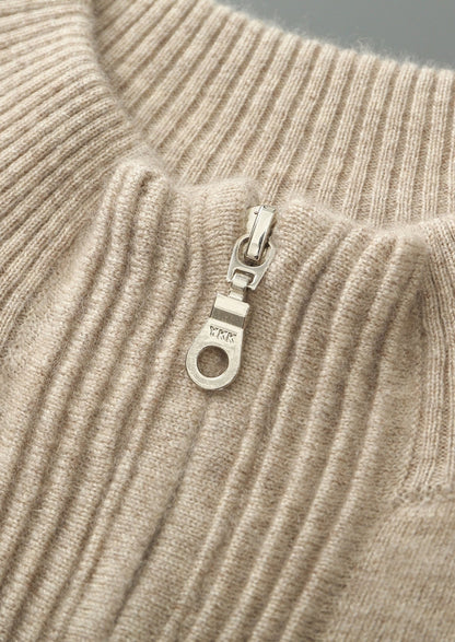 Pure Extra-Fine Merino Wool Textured Zip Cardigan