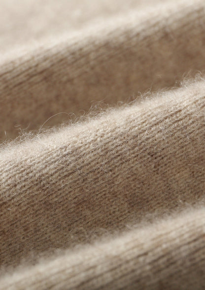 Pure Extra-Fine Merino Wool Two-Tone Funnel Neck Cardigan