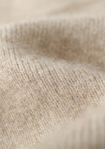 Pure Extra-Fine Merino Wool Two-Tone Funnel Neck Cardigan