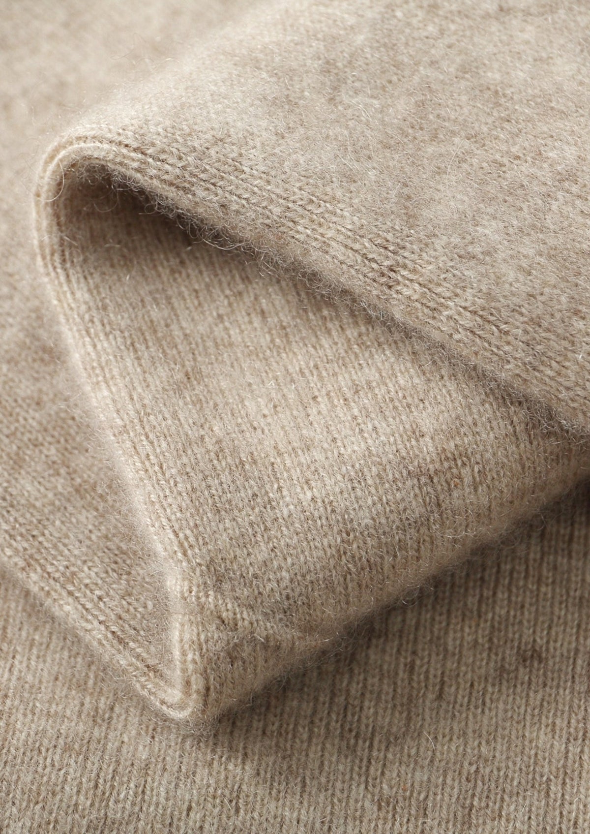 Pure Extra-Fine Merino Wool Two-Tone Funnel Neck Cardigan