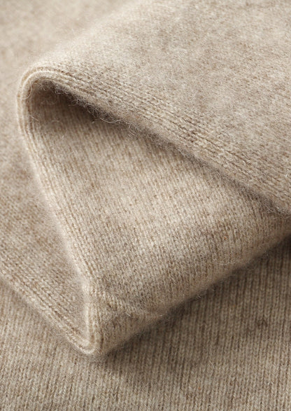 Pure Extra-Fine Merino Wool Two-Tone Funnel Neck Cardigan