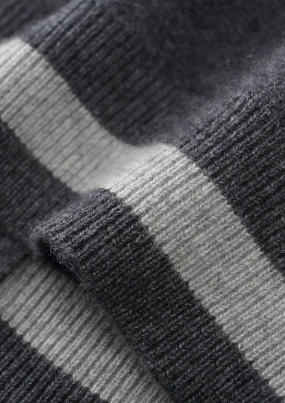 Pure Extra-Fine Merino Wool Two-Tone Zipper Hoodie