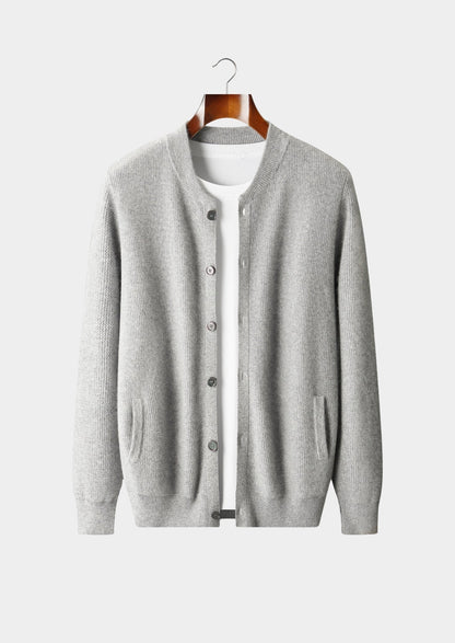 Pure Extra-Fine Merino Wool Textured Button Cardigan