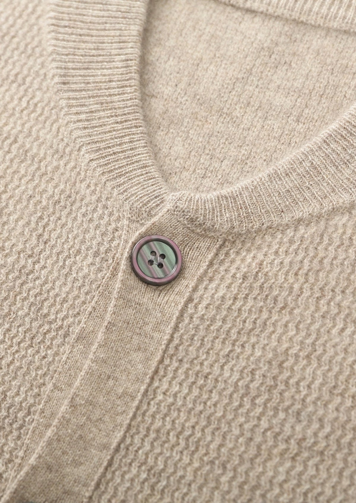 Pure Extra-Fine Merino Wool Textured Button Cardigan