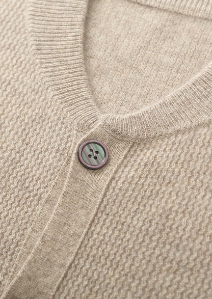 Pure Extra-Fine Merino Wool Textured Button Cardigan