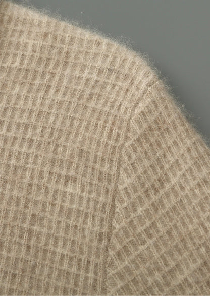 Pure Extra-Fine Merino Wool Textured Zip Polo Cardigan
