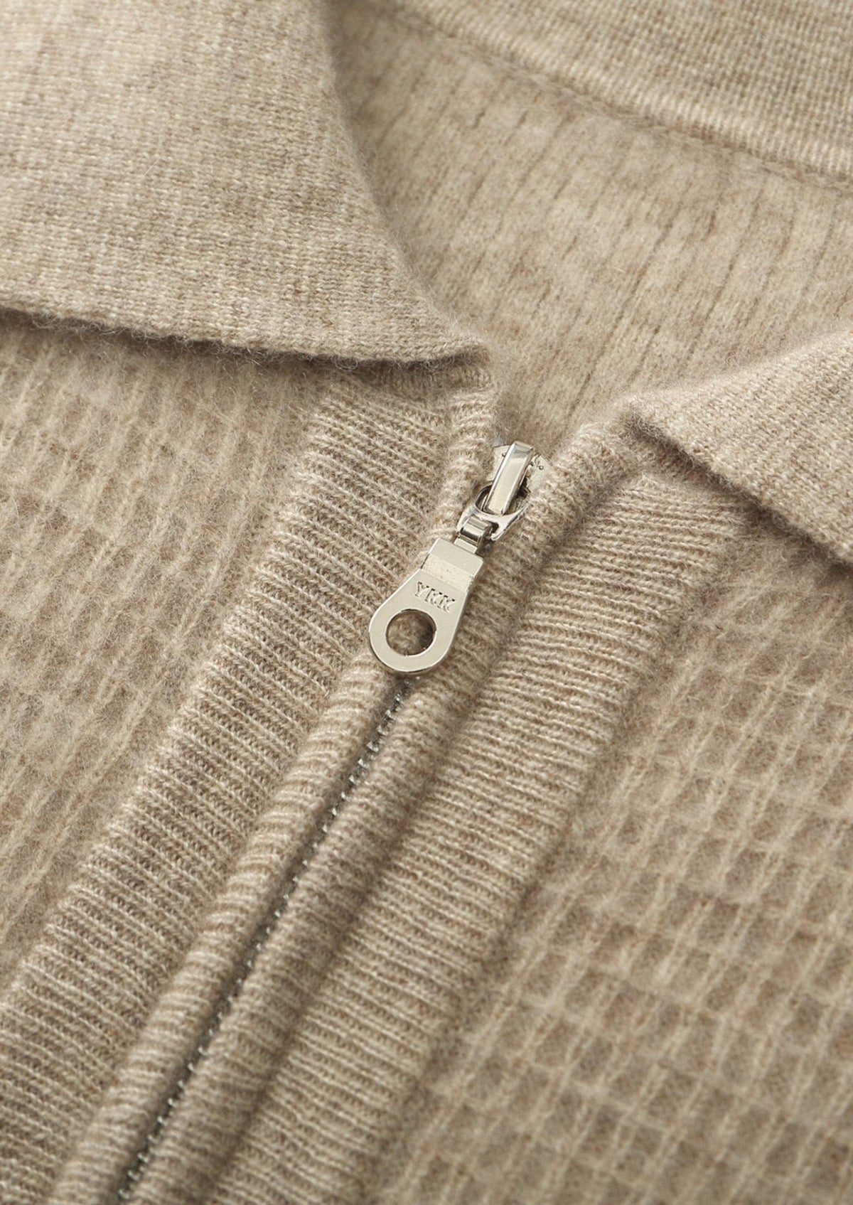 Pure Extra-Fine Merino Wool Textured Zip Polo Cardigan