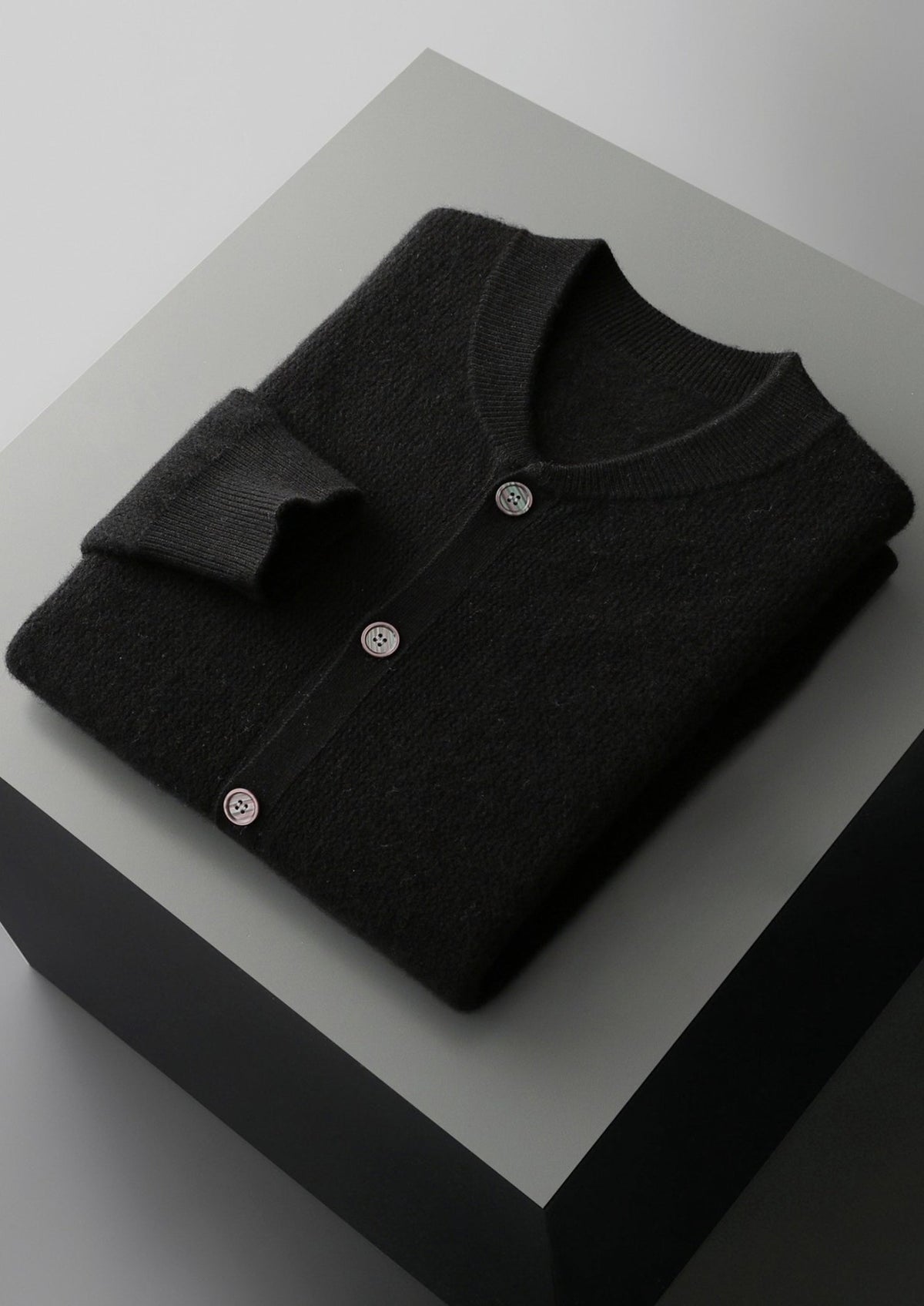 Pure Extra-Fine Merino Wool Textured Button Cardigan