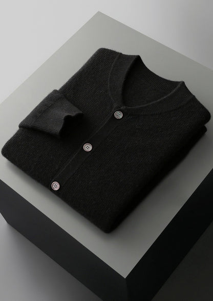 Pure Extra-Fine Merino Wool Textured Button Cardigan