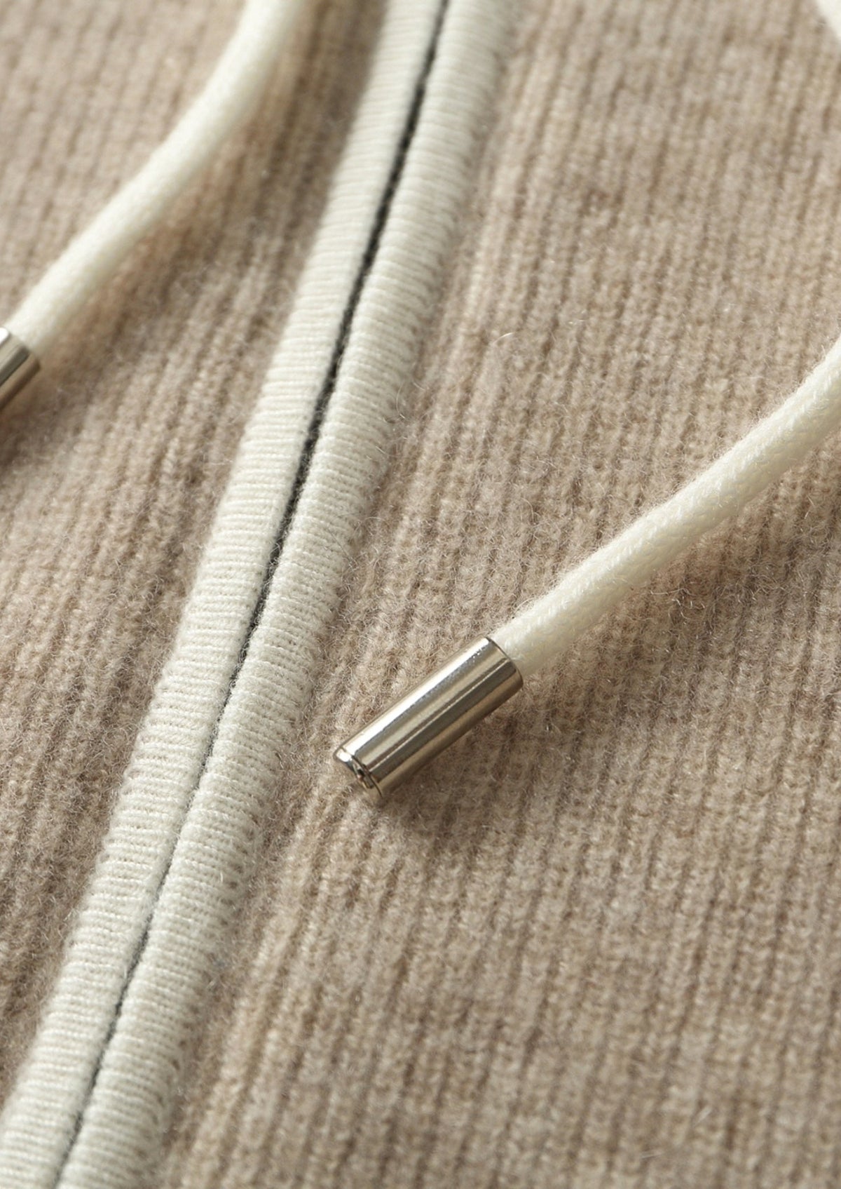 Premium Cashmere Two-Tone Zip Hoodie