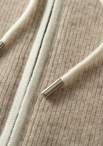 Premium Cashmere Two-Tone Zip Hoodie