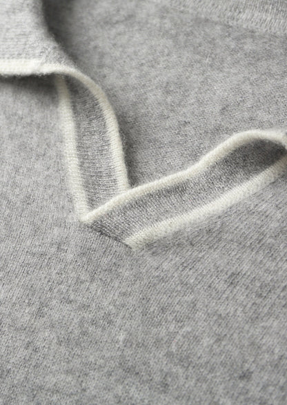 Premium Cashmere Buttonless Contrast Polo