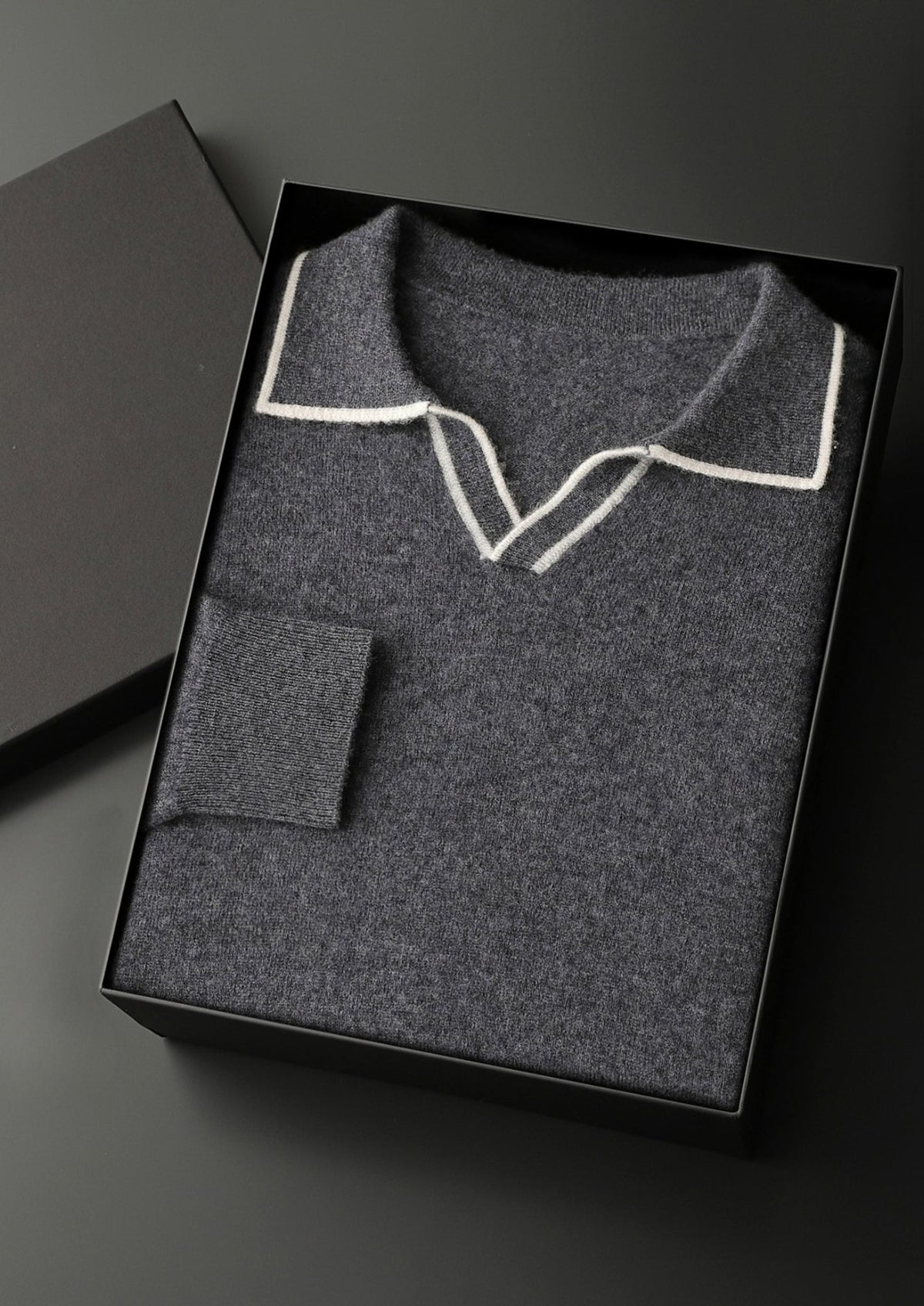 Premium Cashmere Buttonless Contrast Polo