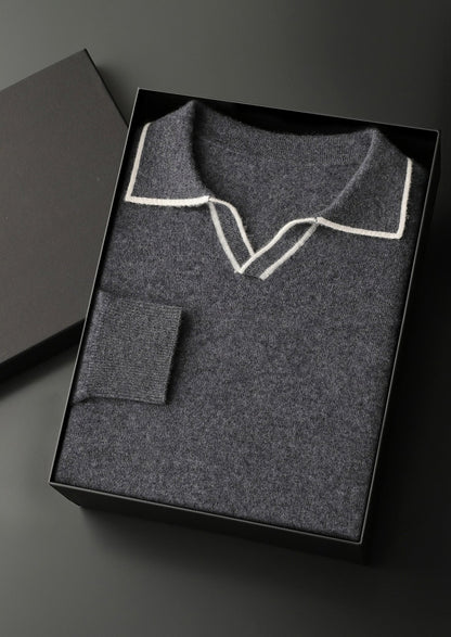 Premium Cashmere Buttonless Contrast Polo