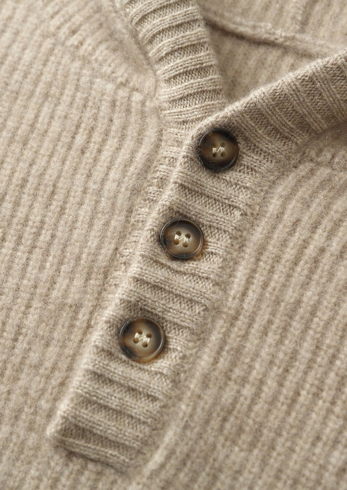 Premium Cashmere Ribbed Button-Up Hoodie