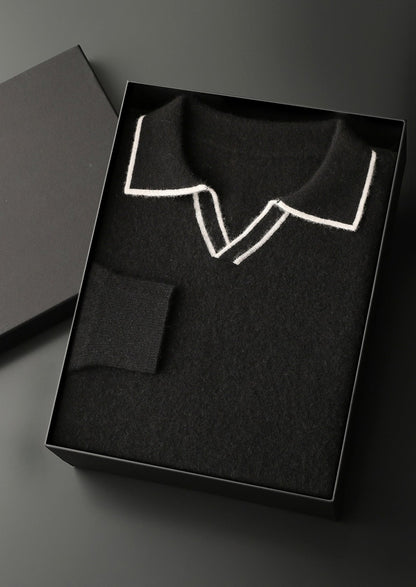 Premium Cashmere Buttonless Contrast Polo