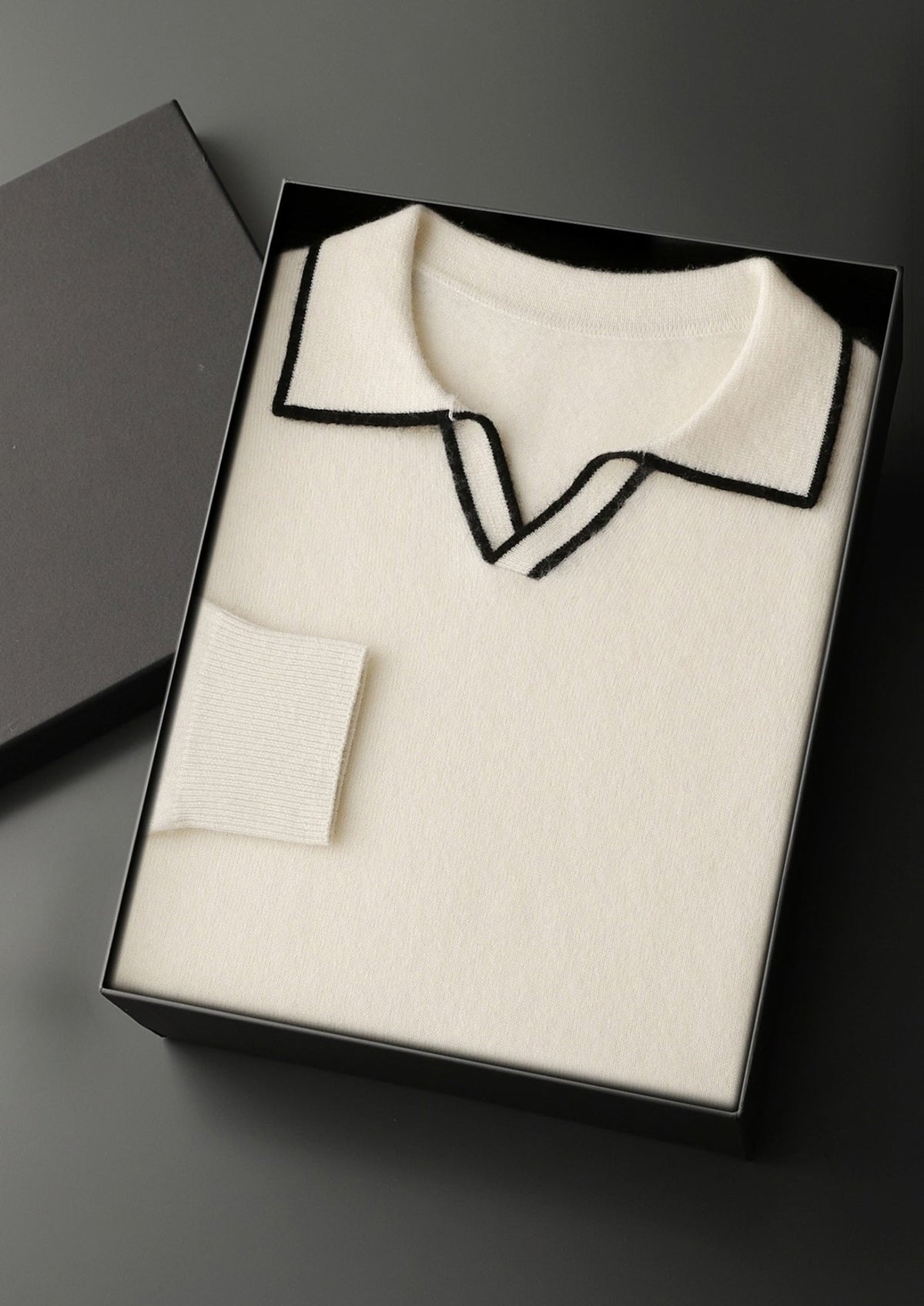 Premium Cashmere Buttonless Contrast Polo