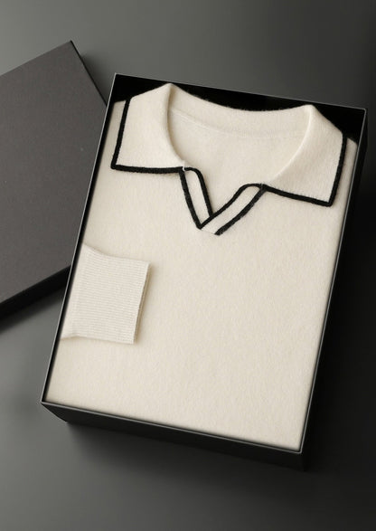 Premium Cashmere Buttonless Contrast Polo