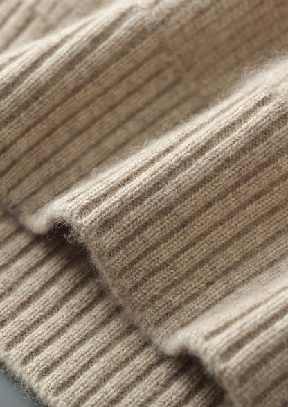 Premium Cashmere Ribbed Button-Up Hoodie