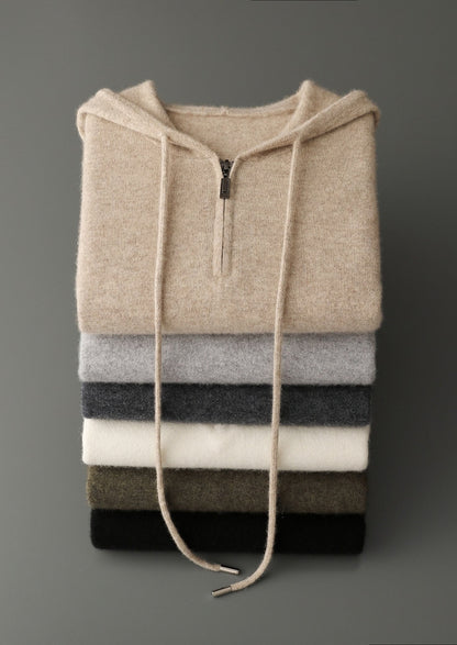 Premium Cashmere Half-Zip Hoodie