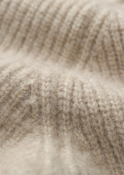 Premium Cashmere Ribbed Button-Up Hoodie