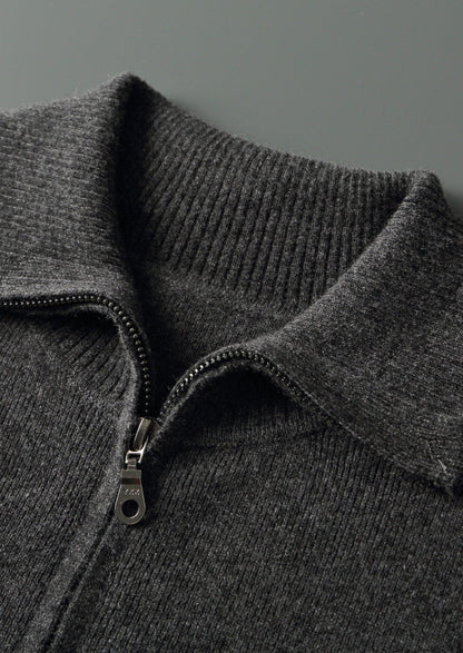 Pure Extra-Fine Merino Wool Funnel Neck Cardigan
