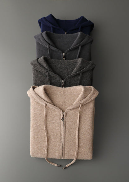 Pure Extra-Fine Merino Wool Zipper Hoodie