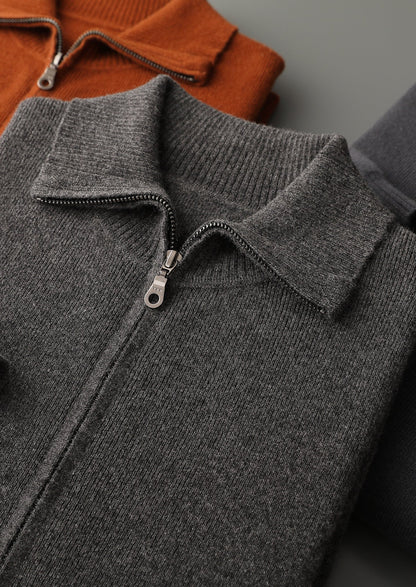 Pure Extra-Fine Merino Wool Funnel Neck Cardigan