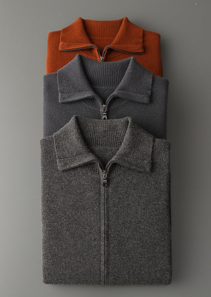 Pure Extra-Fine Merino Wool Funnel Neck Cardigan