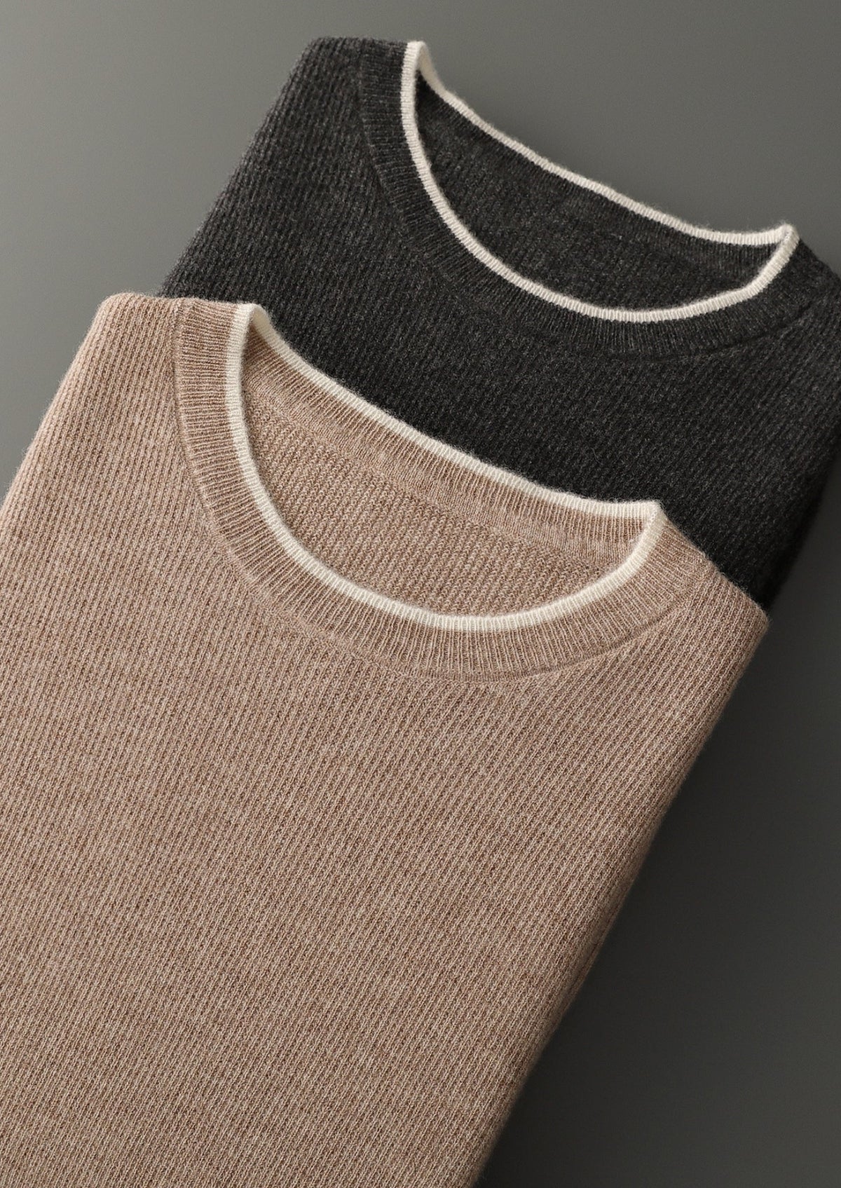 Pure Extra-Fine Merino Wool Contrast Crewneck
