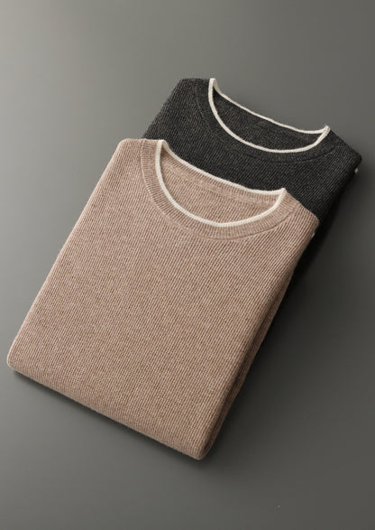 Pure Extra-Fine Merino Wool Contrast Crewneck