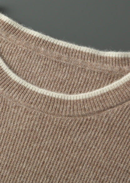 Pure Extra-Fine Merino Wool Contrast Crewneck