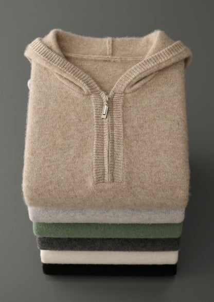 Pure Extra-Fine Merino Wool Quarter-Zip Hoodie