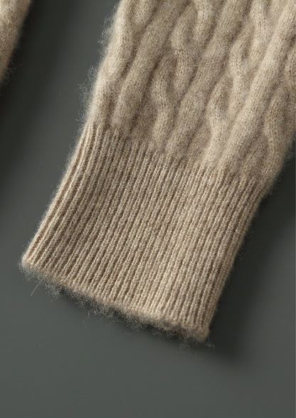 Pure Extra-Fine Merino Wool Cable Knit Zip Cardigan