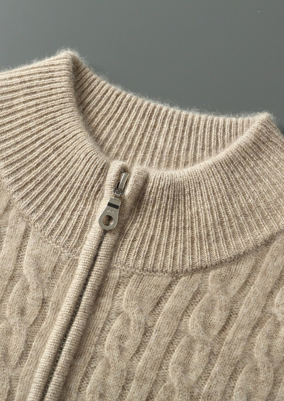Pure Extra-Fine Merino Wool Cable Knit Zip Cardigan