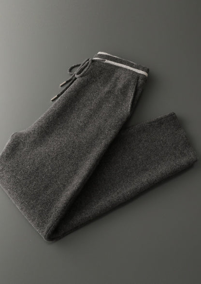 Pure Extra-Fine Merino Wool Contrast Leisure Trousers