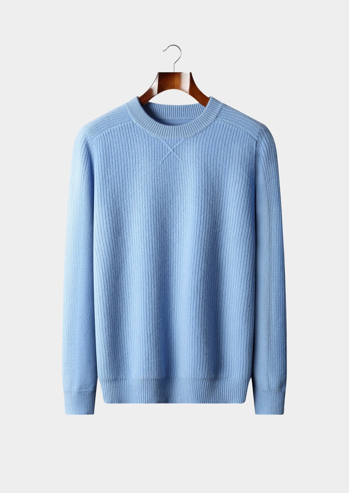 Pure Extra-Fine Merino Wool Ribbed Crewneck Sweater