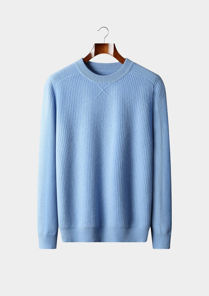 Pure Extra-Fine Merino Wool Ribbed Crewneck Sweater